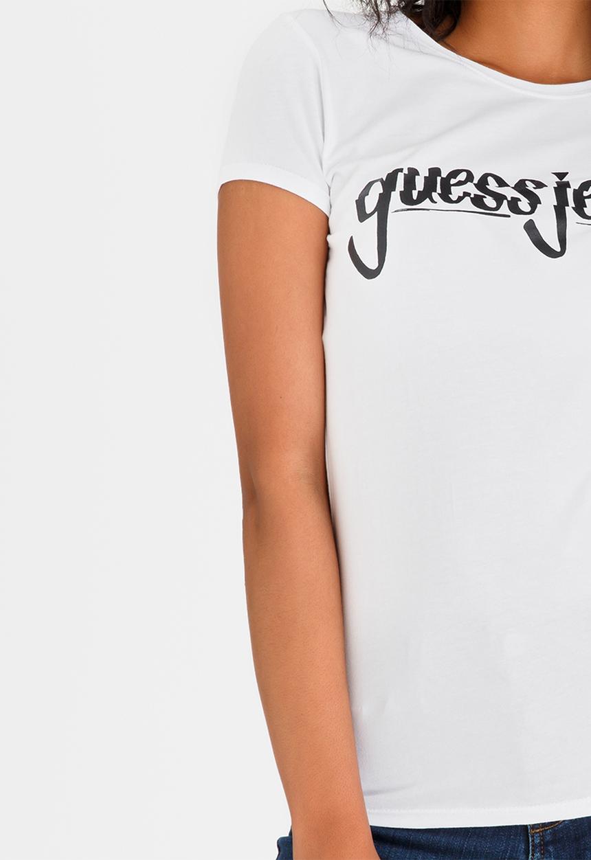 GUESS - Guess Spliced Logo Tee White
