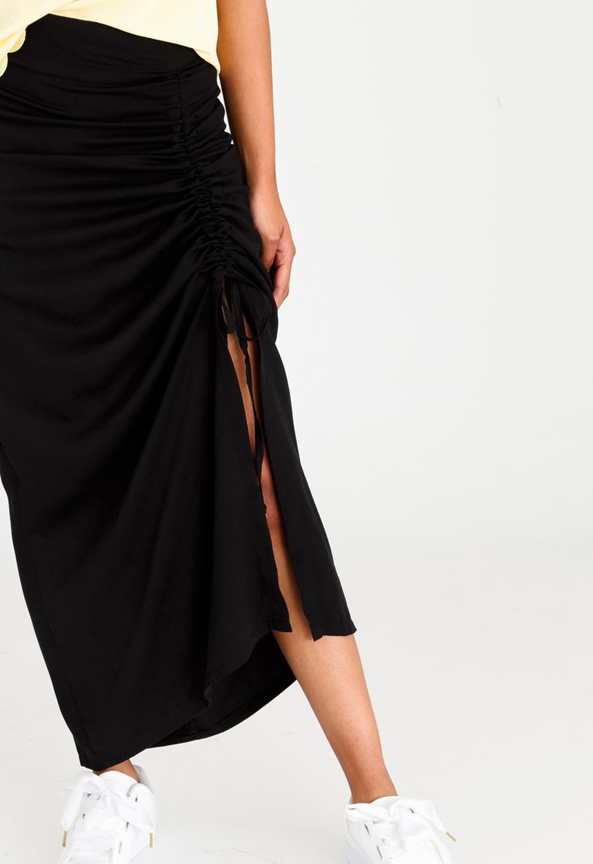 c(inch) - Drawcord Maxi Skirt Black