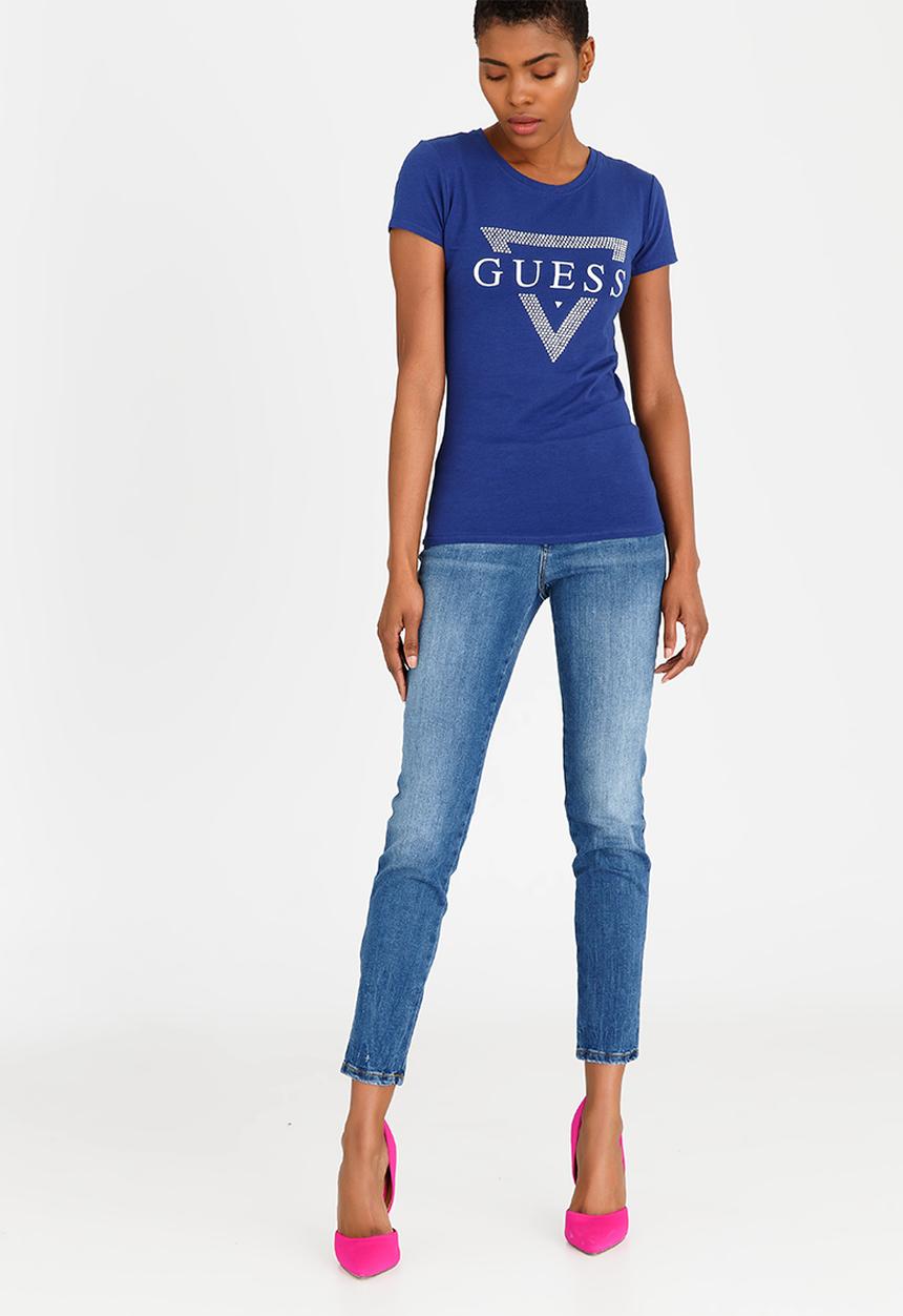GUESS - Guess Logo Tee Mid Blue