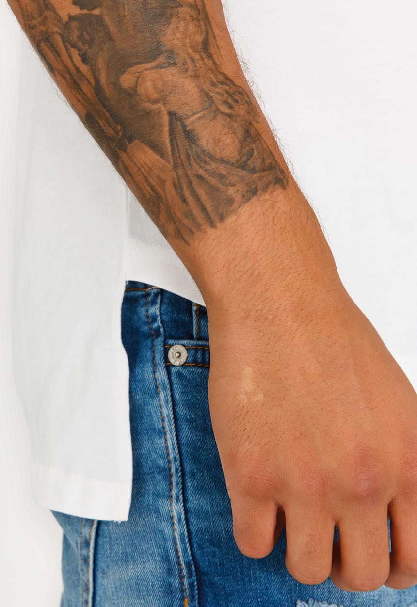 Only & Sons - David Longy Split O-neck Tee White