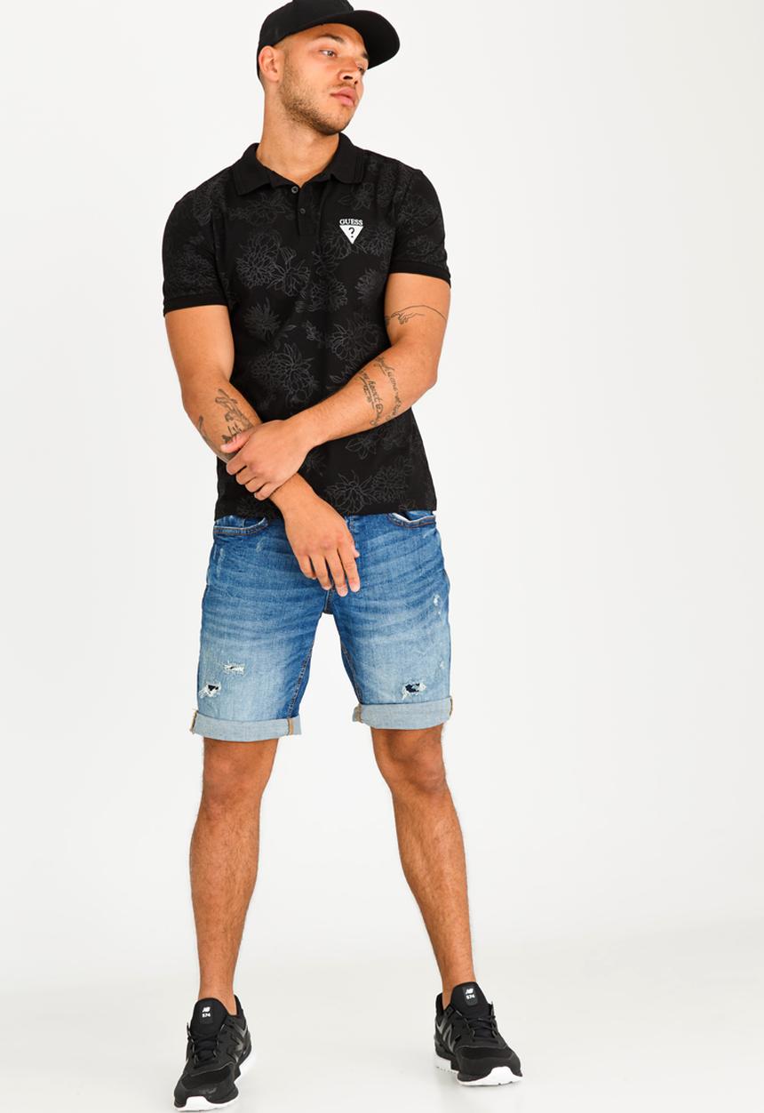 GUESS - Stream Floral Vine Polo Black
