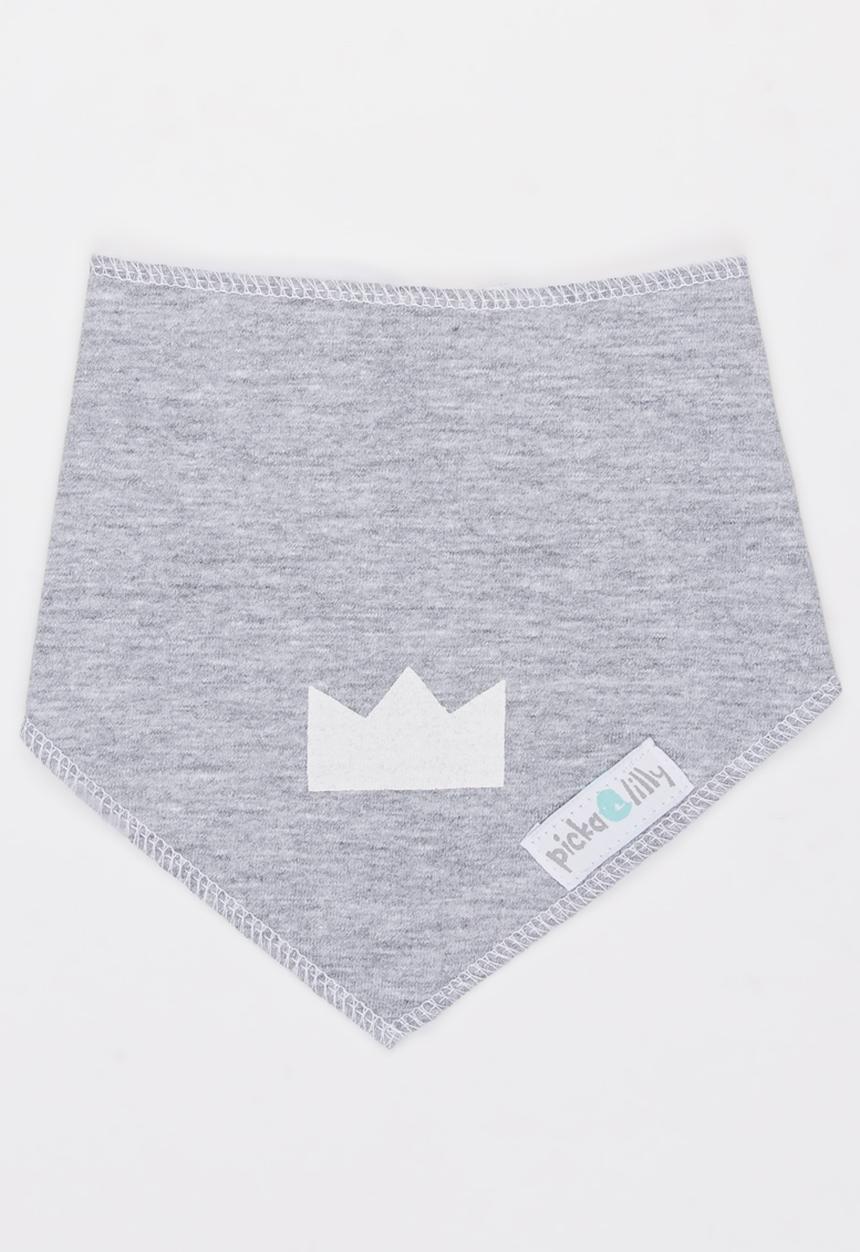 Pickalilly - Printed Crown Bandana Bib Grey