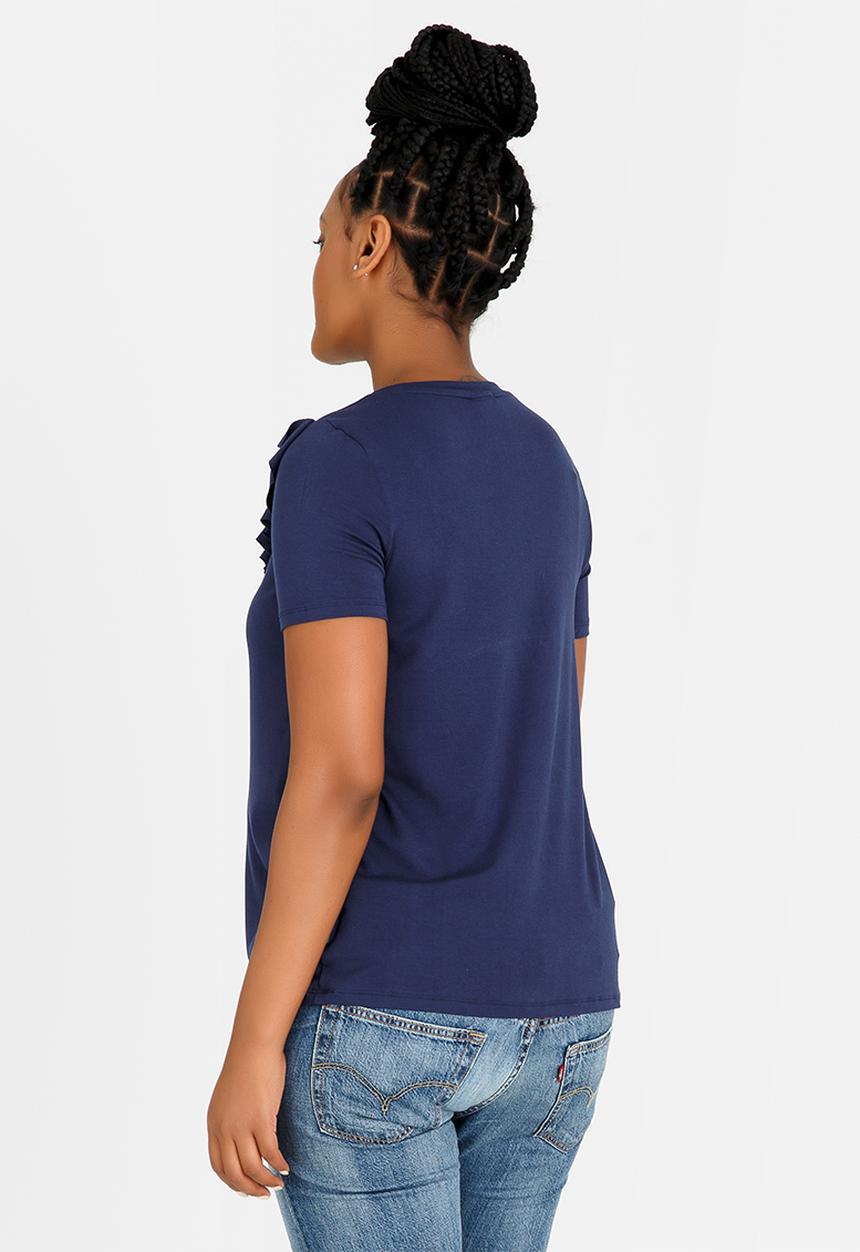 Cherry Melon - Front Frill Top Dark Blue