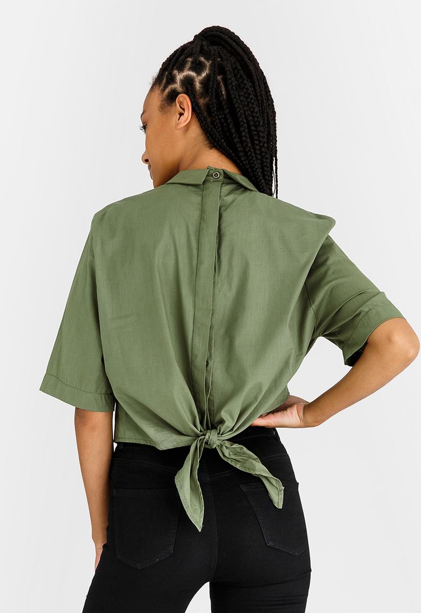 STYLE REPUBLIC - Cropped Shirt Mid Green