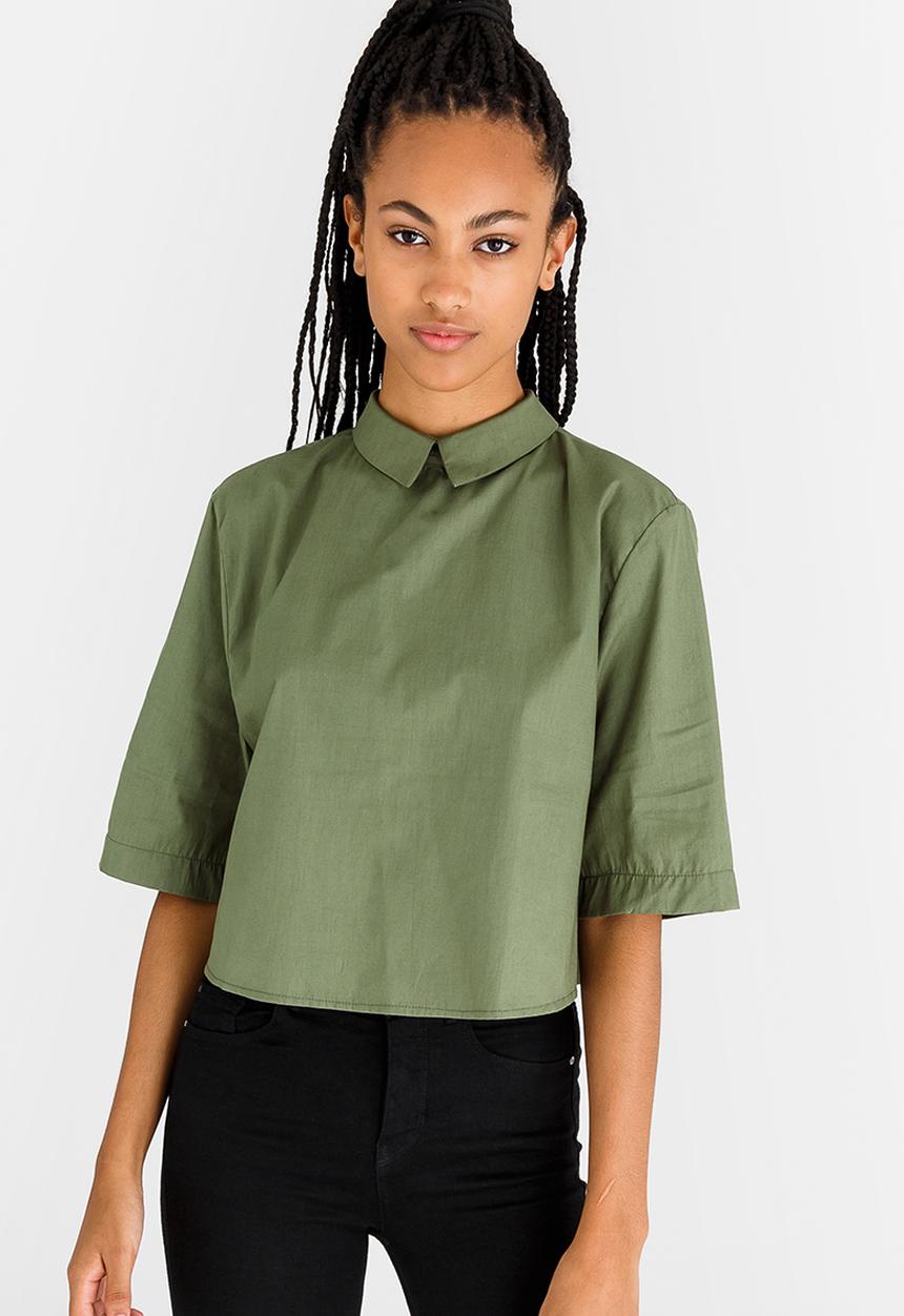 STYLE REPUBLIC - Cropped Shirt Mid Green