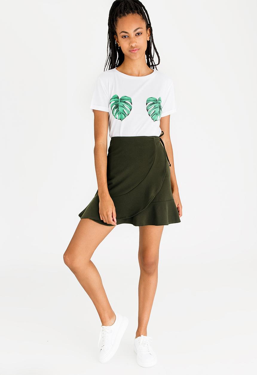 c(inch) - Frill Wrap Skirt Dark Green