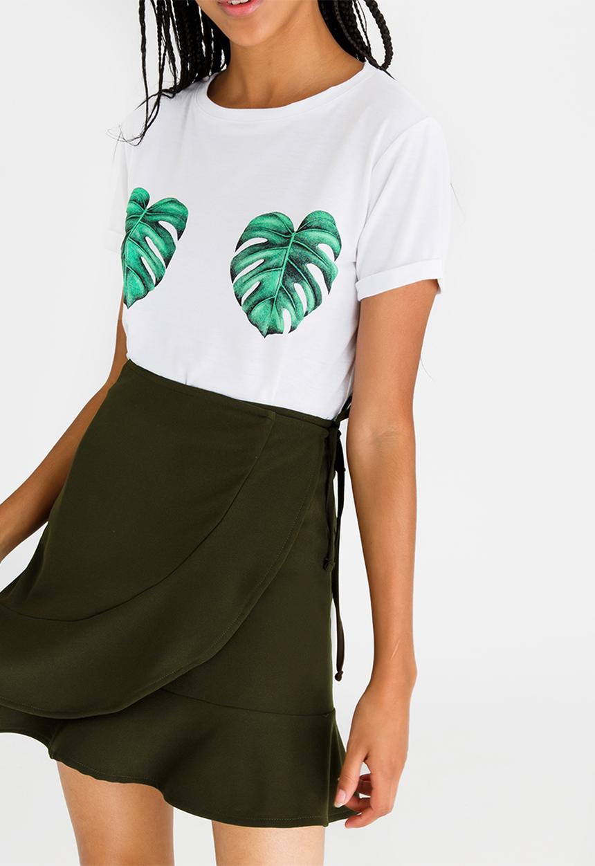 c(inch) - Frill Wrap Skirt Dark Green