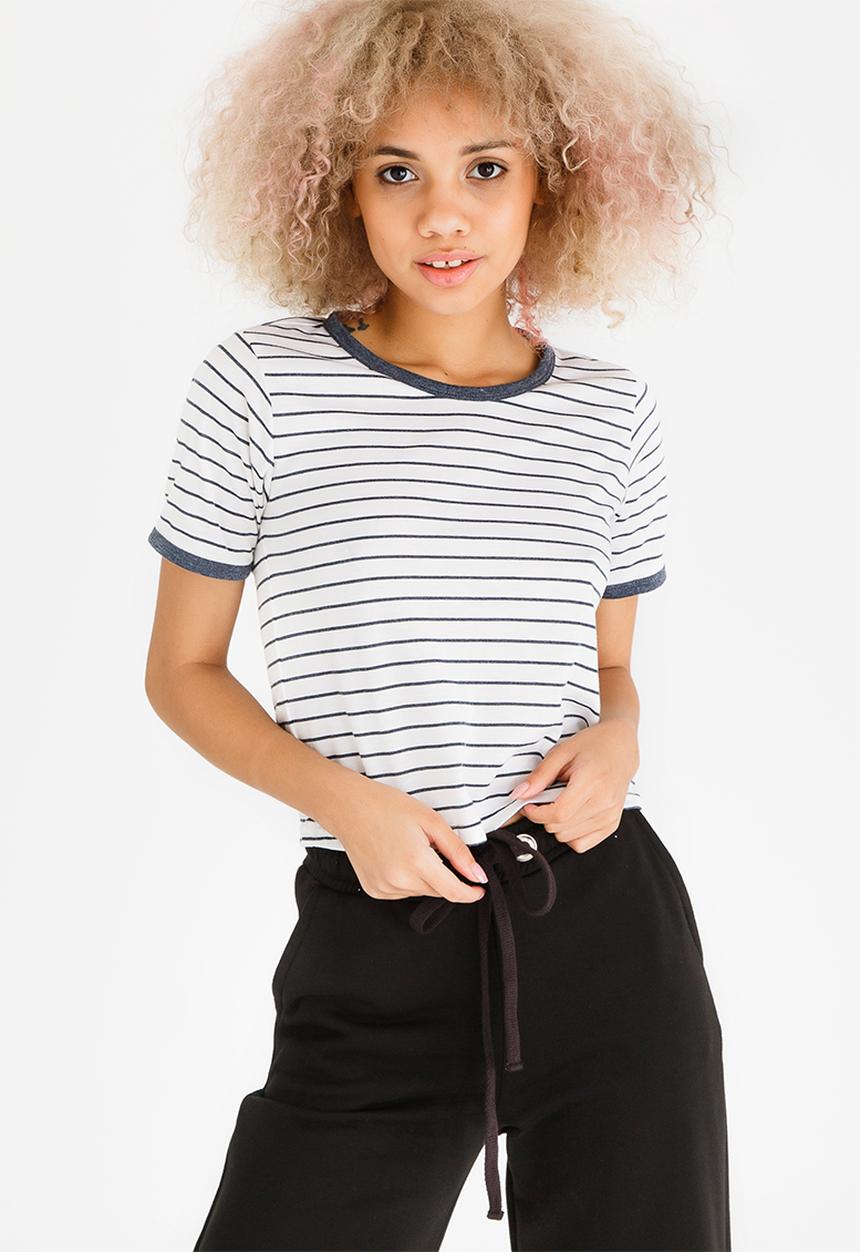 c(inch) - Striped T-shirt Dark Grey