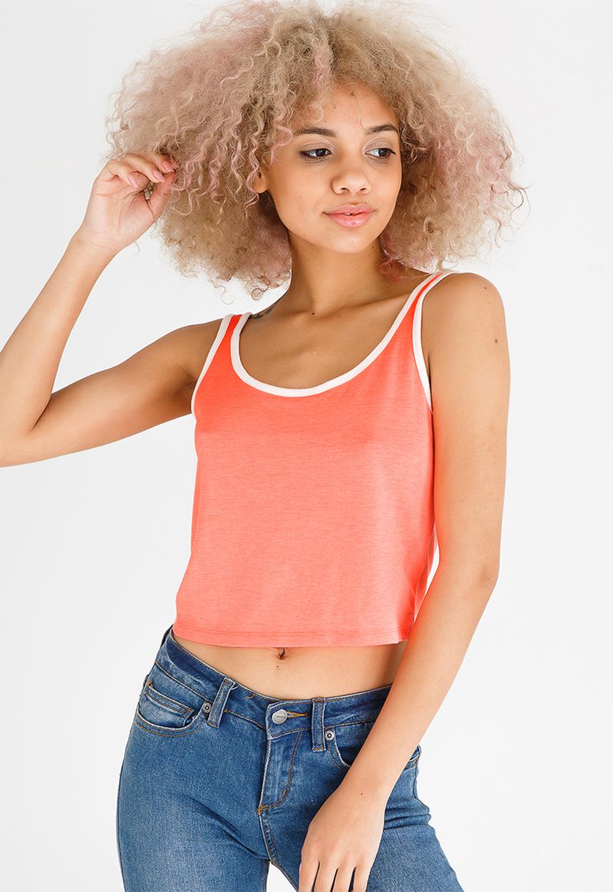 c(inch) - Cropped Tank Top Coral