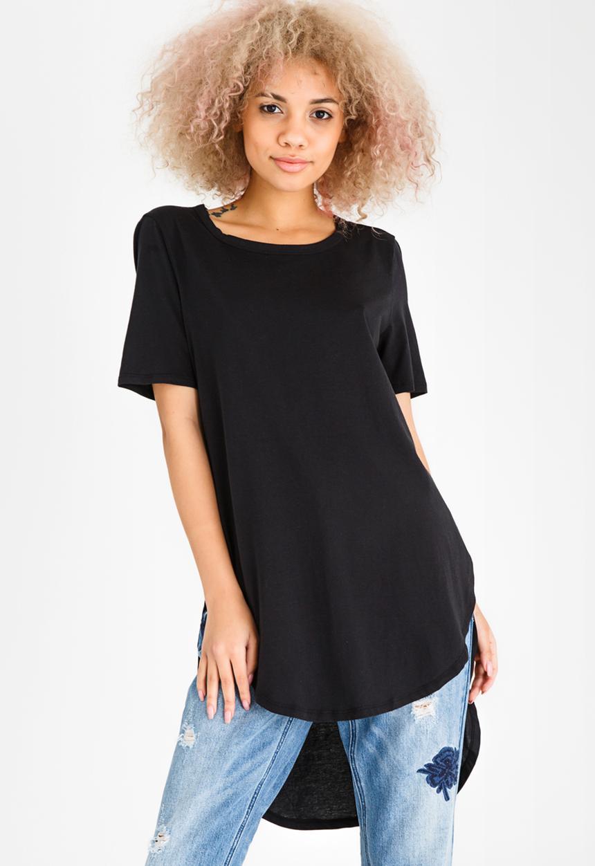 c(inch) - Hi Lo T-shirt Black