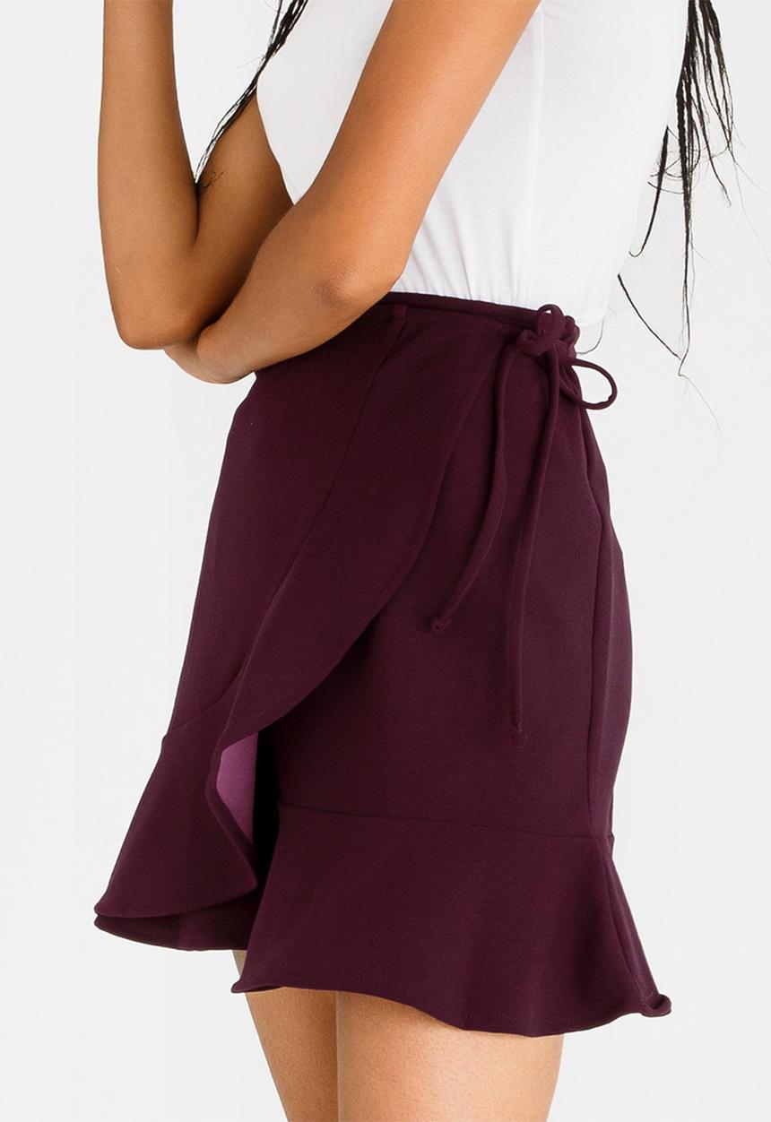 c(inch) - Frill Wrap Skirt Dark Purple