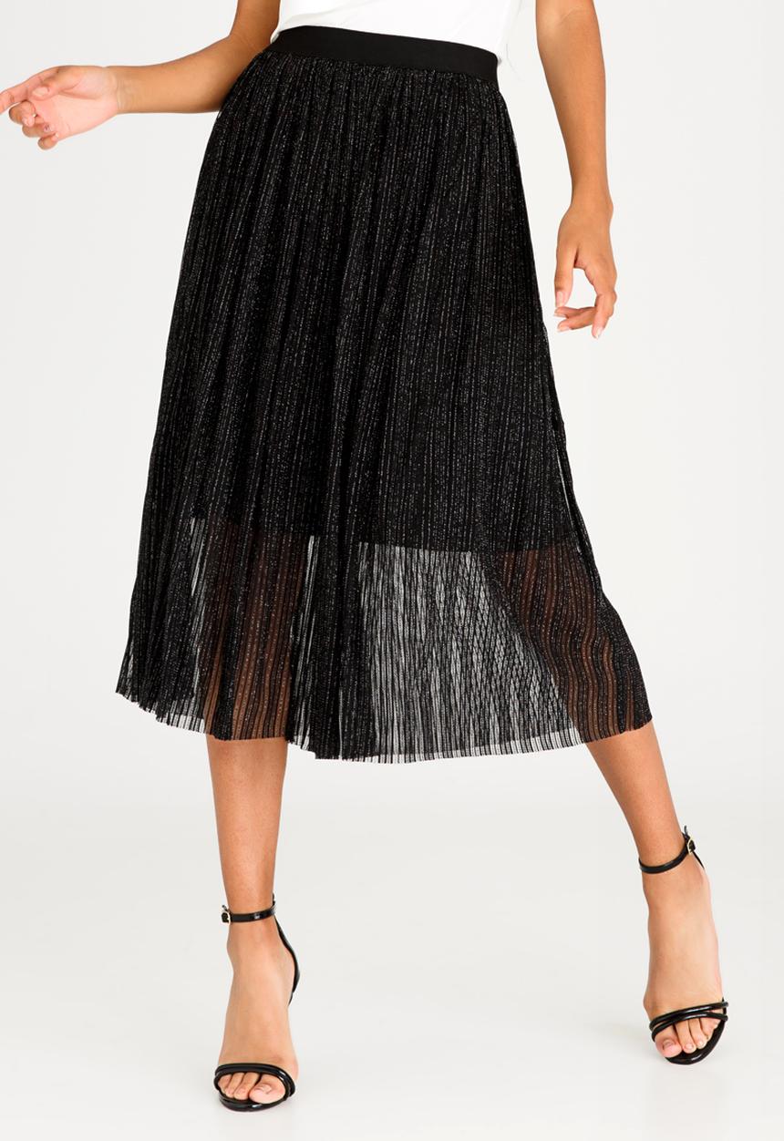 Revenge - Pleated Midi Skirt Black