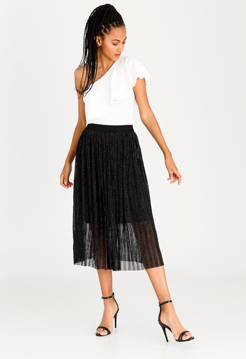 Revenge - Pleated Midi Skirt Black