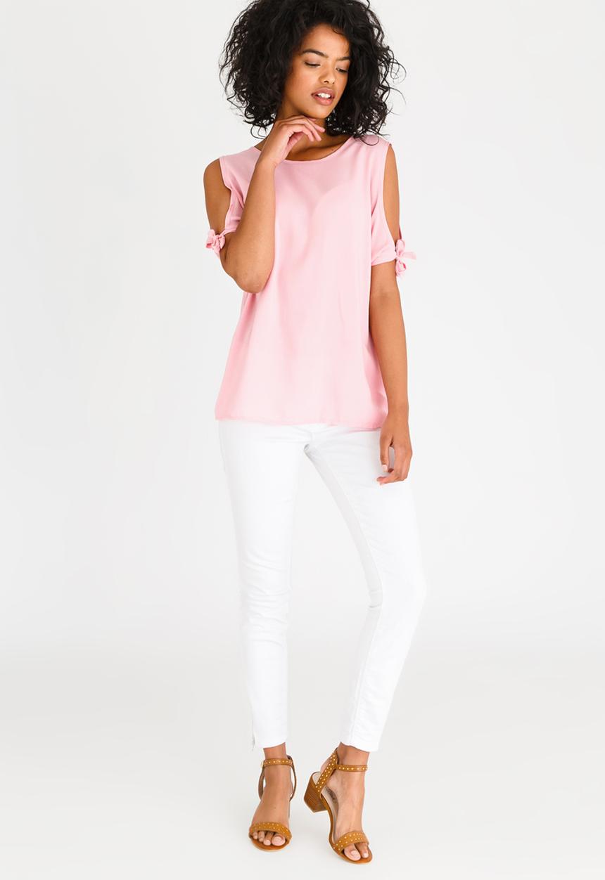 edit - Tie-sleeve Blouse Pale Pink
