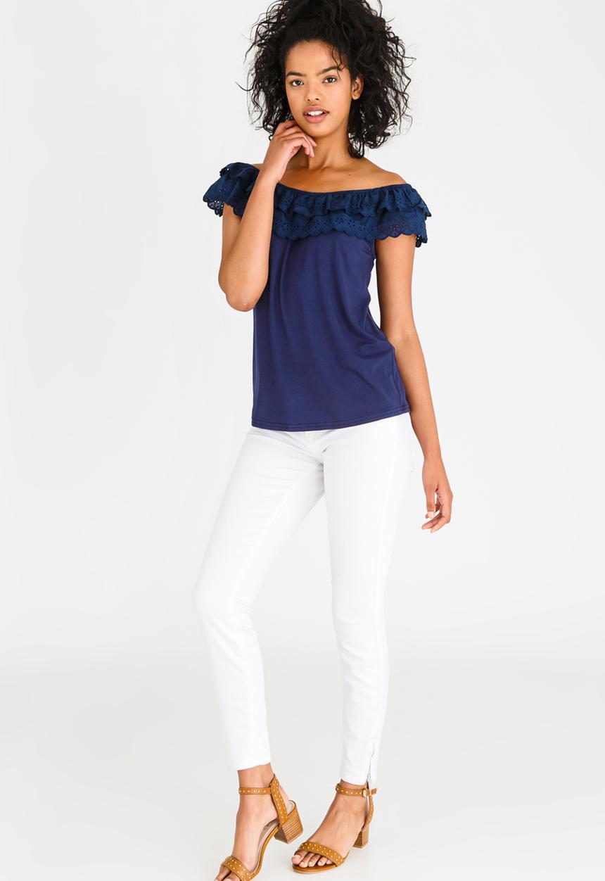edit - Frilly Lace Top with Elastic Band Navy