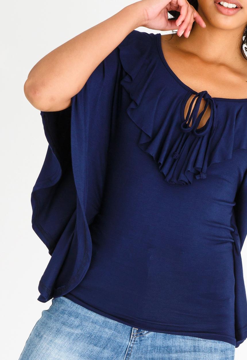 edit - Batwing Top with Frills Navy