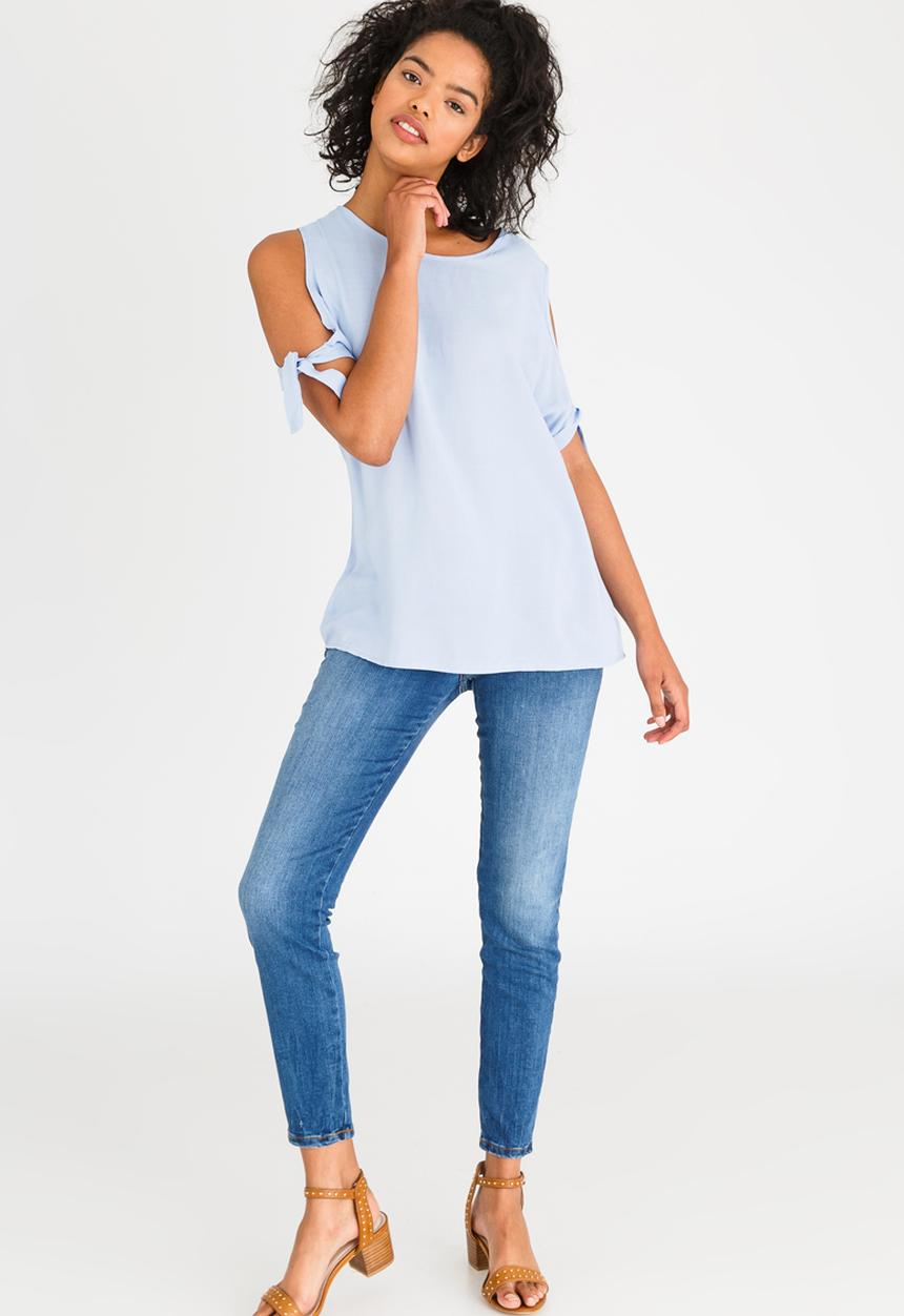 edit - Tie-sleeve Blouse Pale Blue