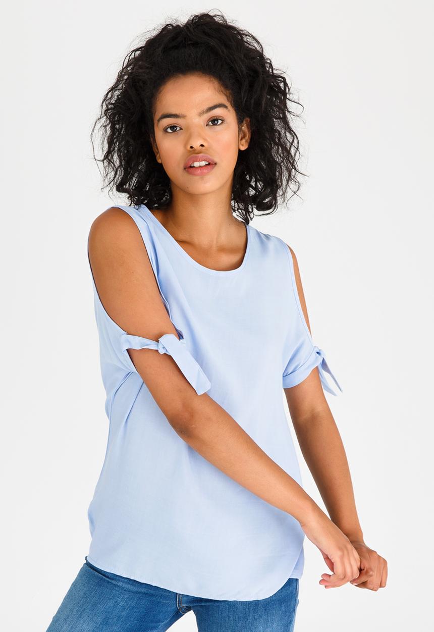 edit - Tie-sleeve Blouse Pale Blue