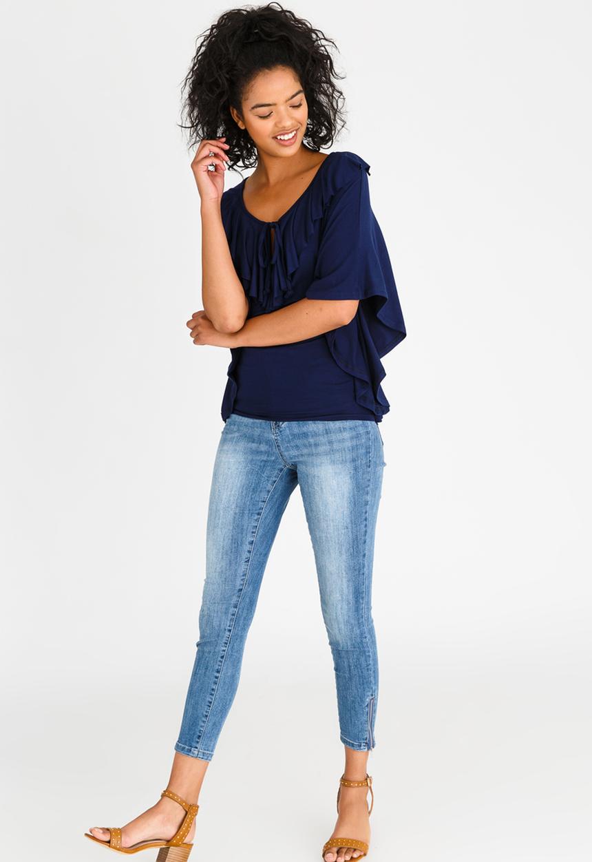 edit - Batwing Top with Frills Navy