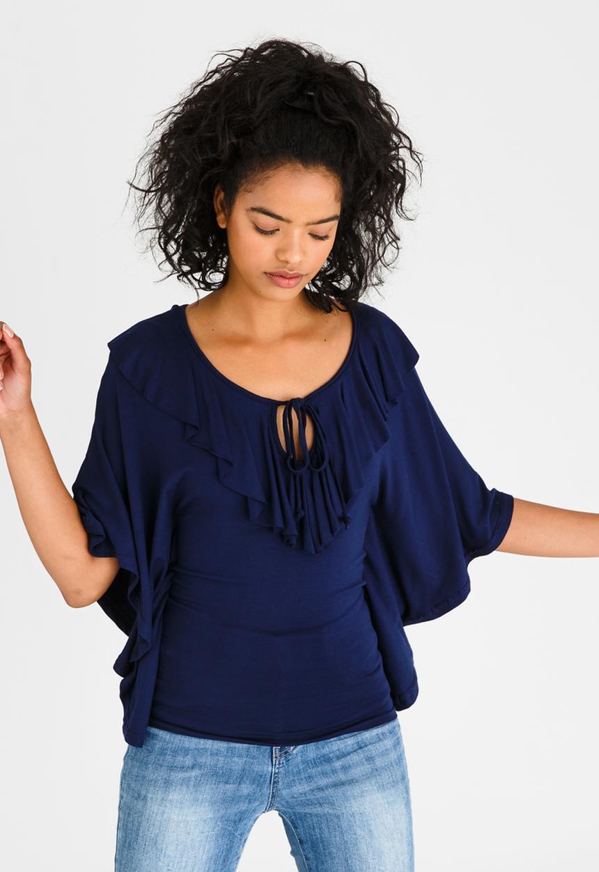 edit - Batwing Top with Frills Navy