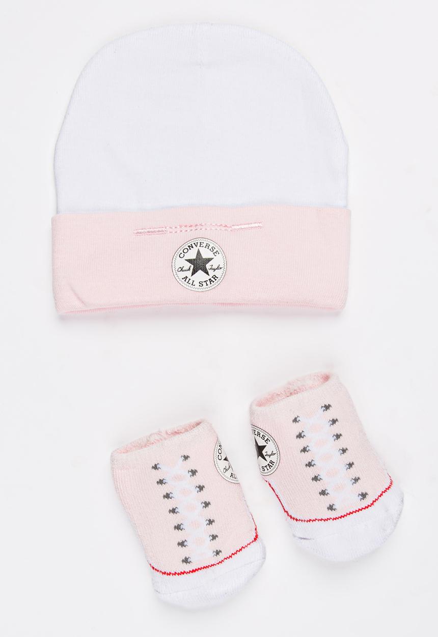 Converse - 2 pack Hat & Booties set Pale Pink