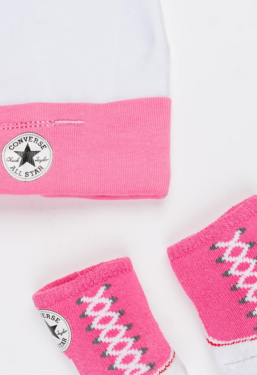Converse - 2 pack Hat & Booties set Mid Pink