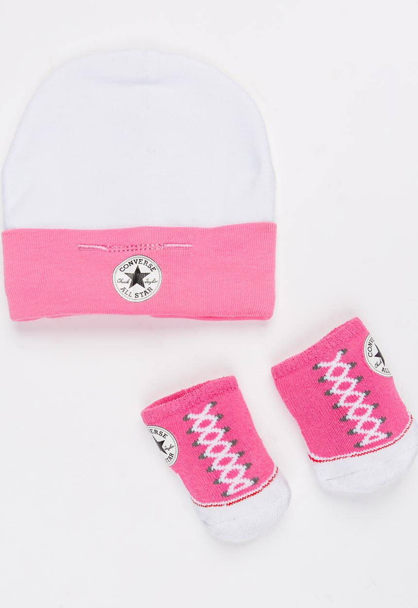 Converse - 2 pack Hat & Booties set Mid Pink