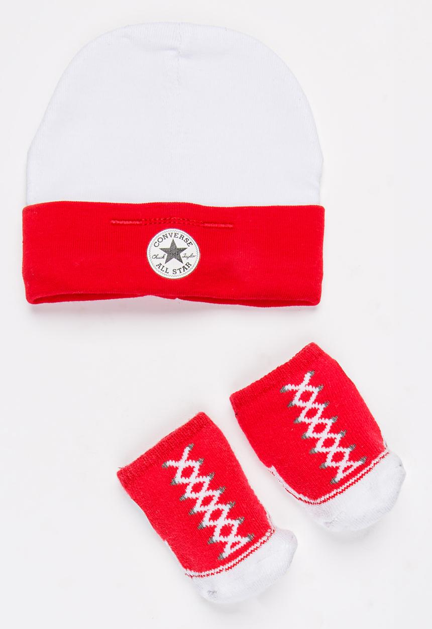 Converse - 2 pack Hat & Booties set Red