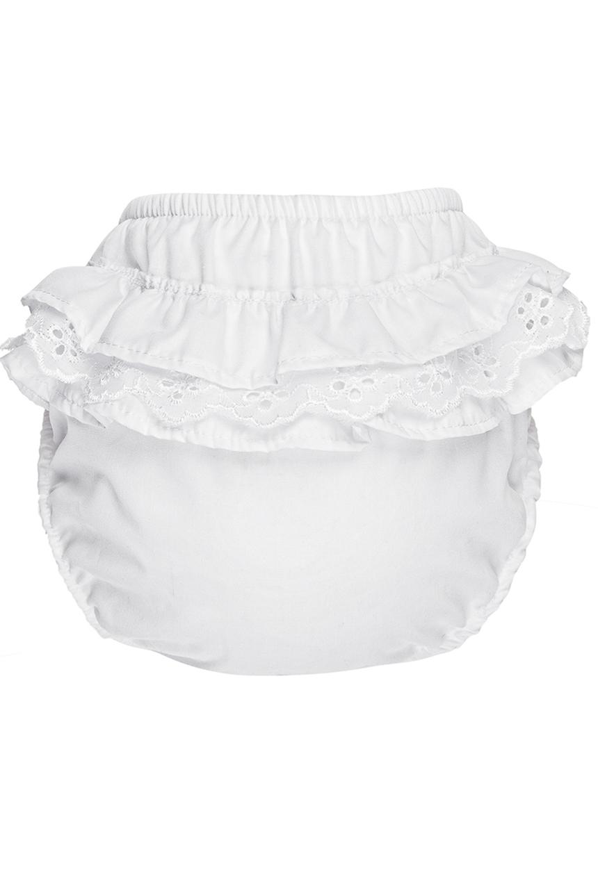 Pickalilly - Printed Diaper With Lace Frill White