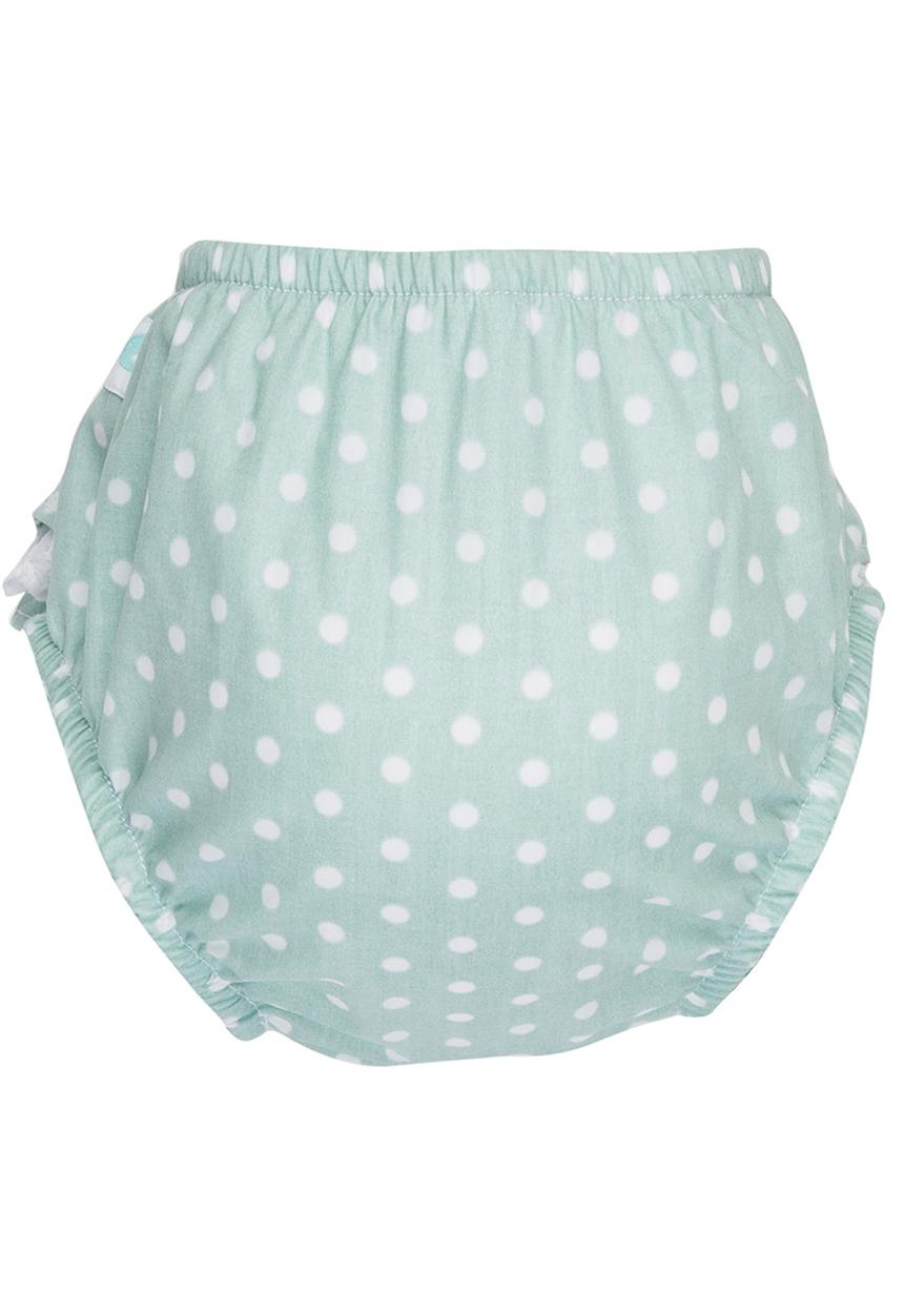 Pickalilly - Printed Diaper With Lace Frill Mint
