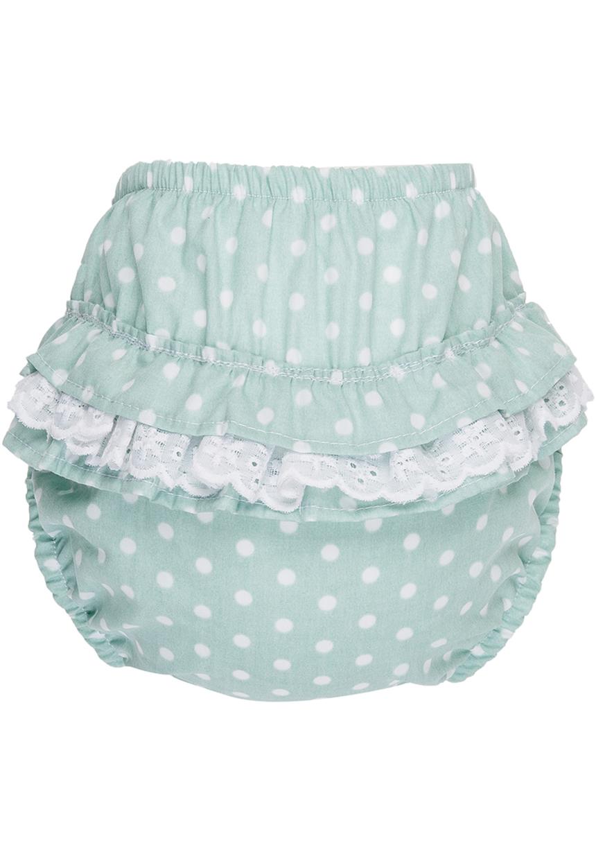 Pickalilly - Printed Diaper With Lace Frill Mint
