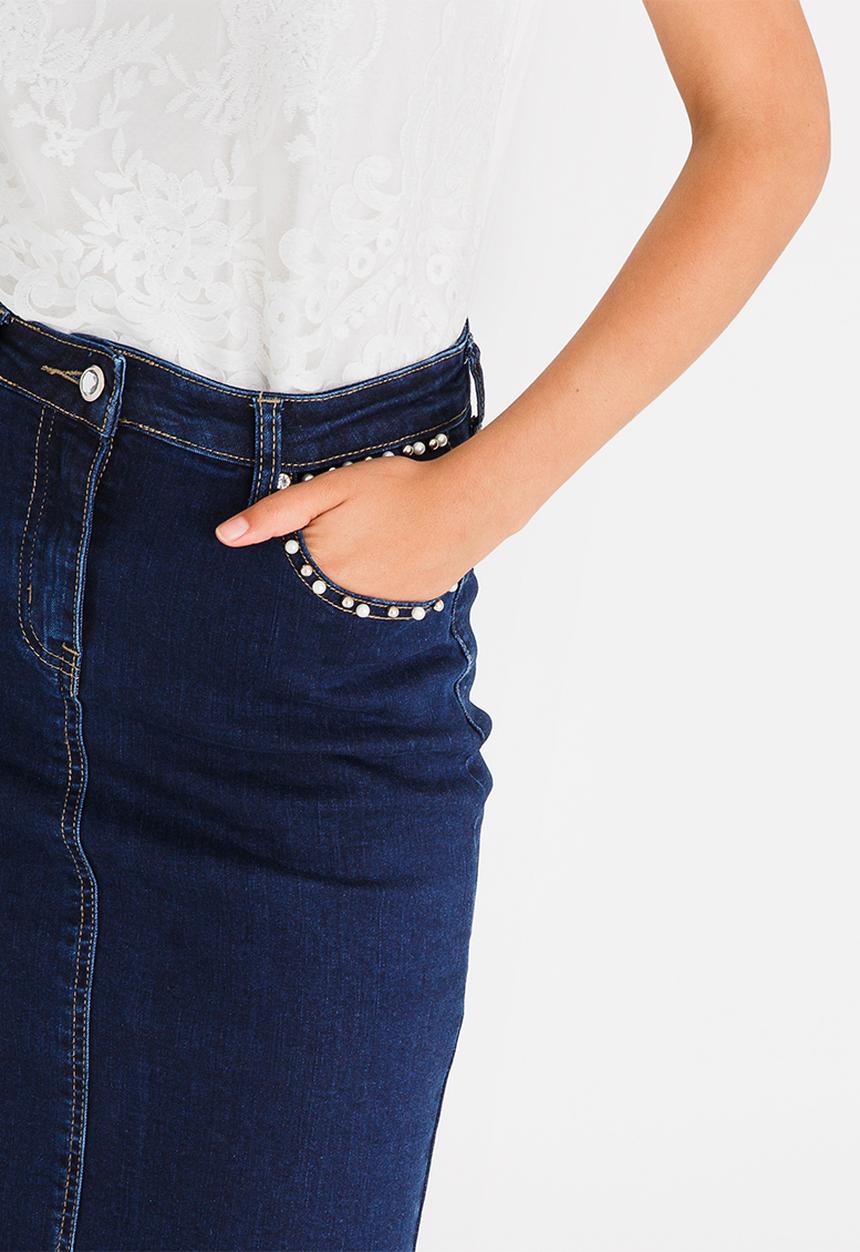 cath.nic - Stud Detail Denim Skirt Blue