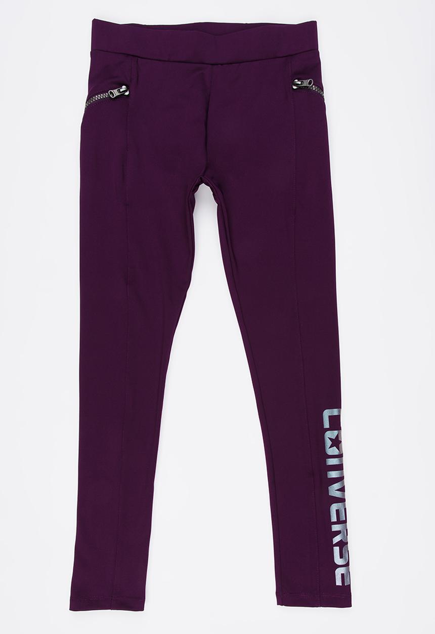 Converse - Iridescent Zipper Leggings Mid Purple