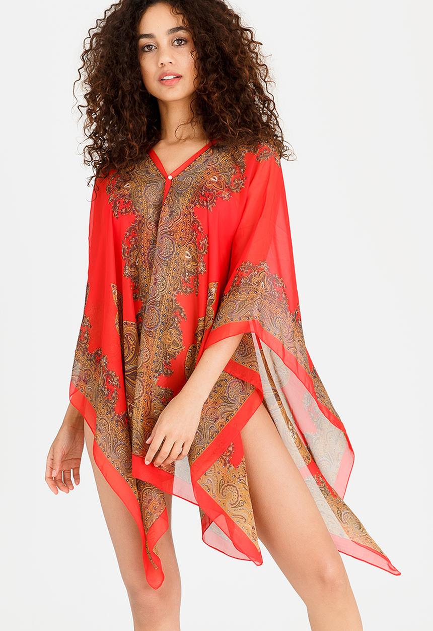 Lithe - Border Print Kaftan Red