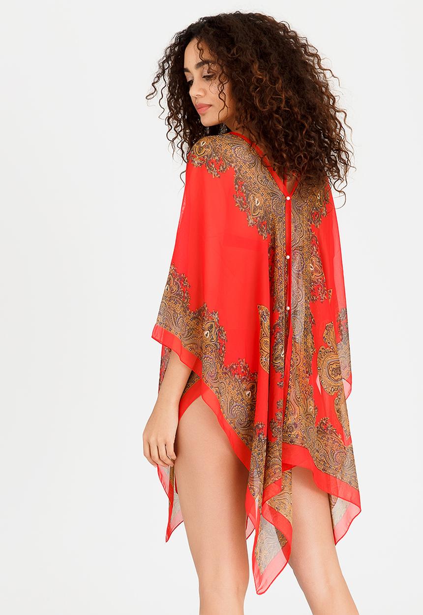 Lithe - Border Print Kaftan Red