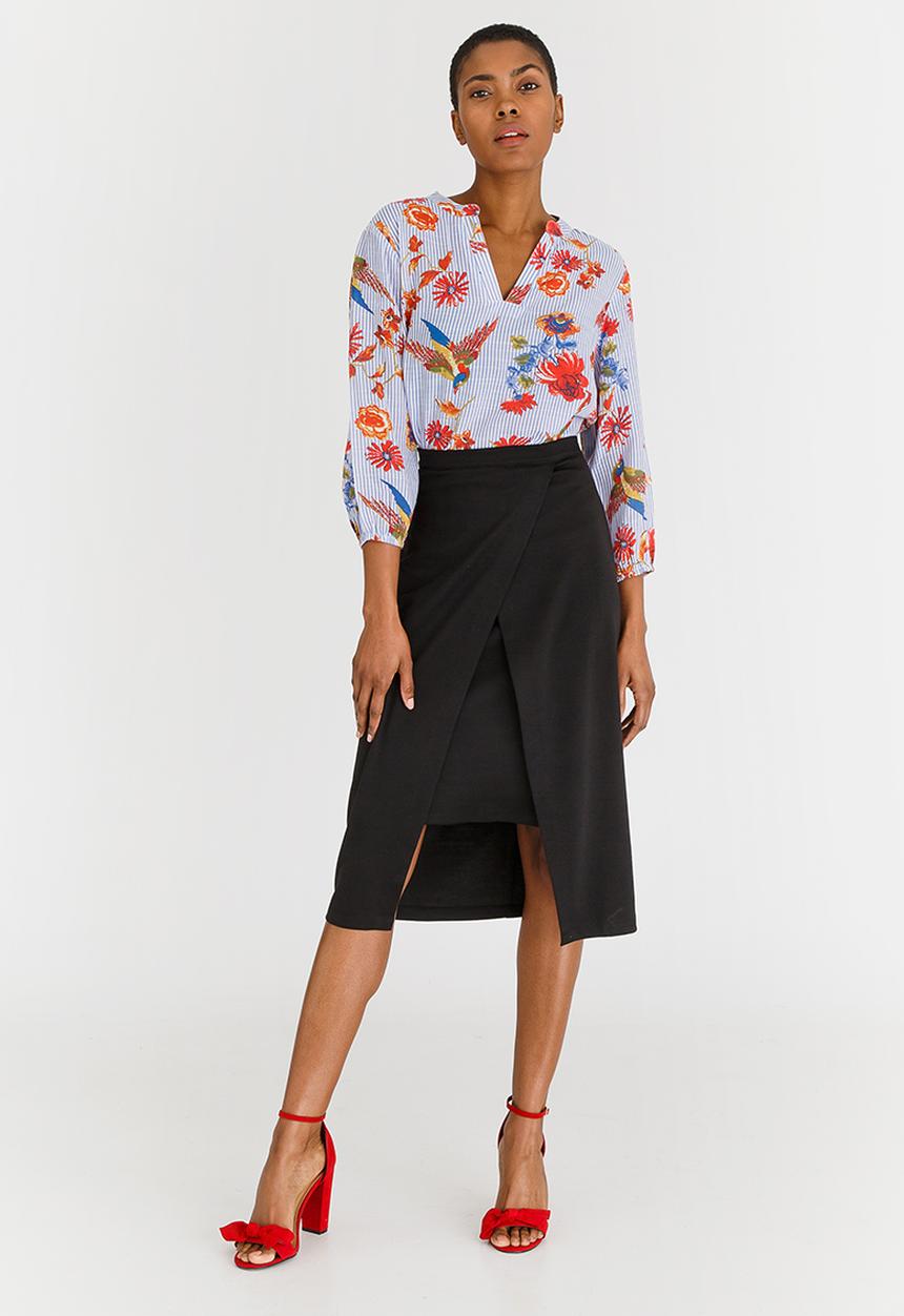 edit - High Waisted Skirt with Wrap Black