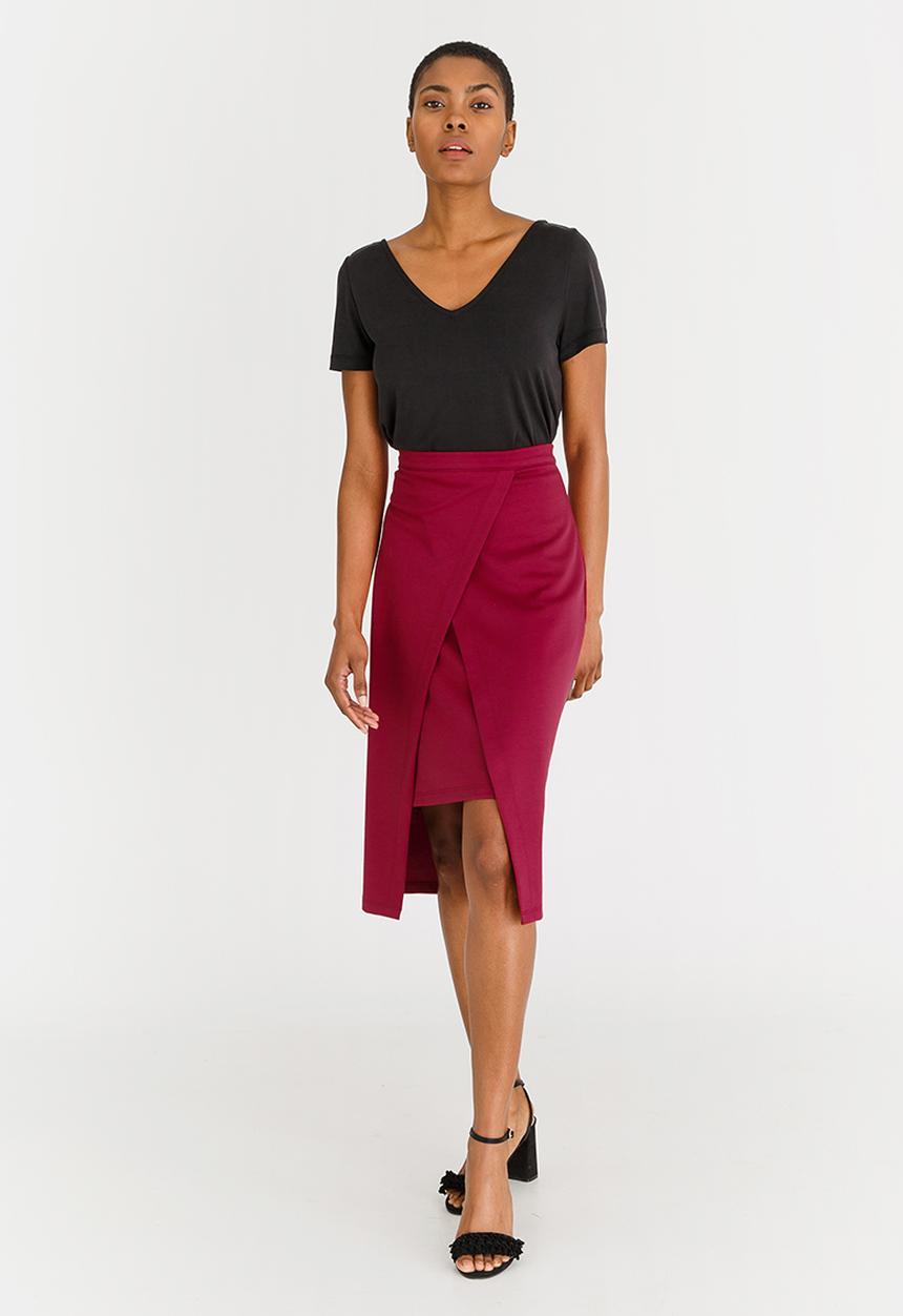 edit - High Waisted Skirt with Wrap Red