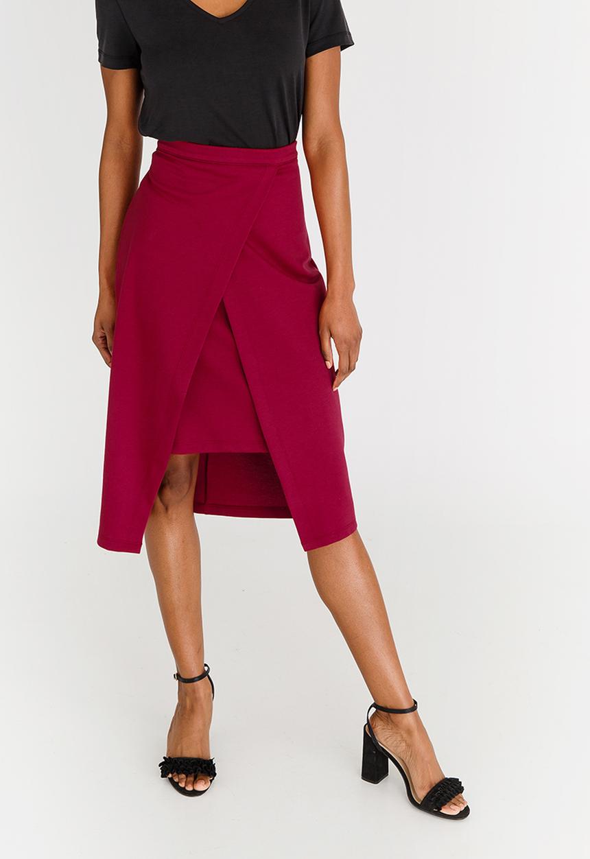 edit - High Waisted Skirt with Wrap Red