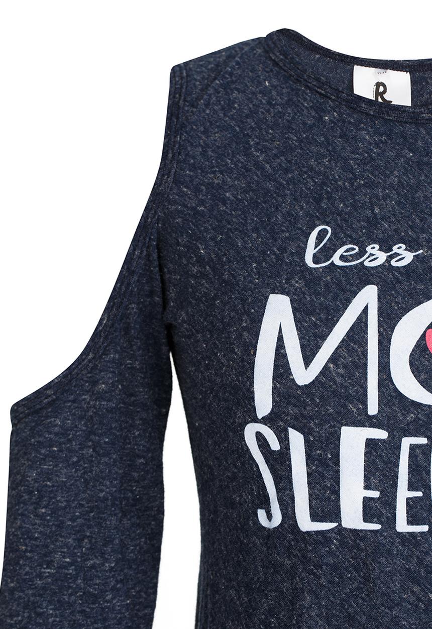 Rebel Republic - Cold Shoulder Pyjama Top Charcoal
