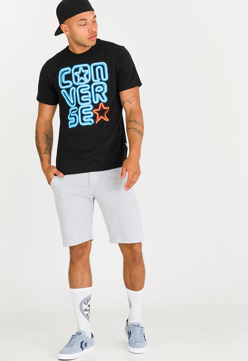 Converse - Neon Wordmark Stacked Tee Black