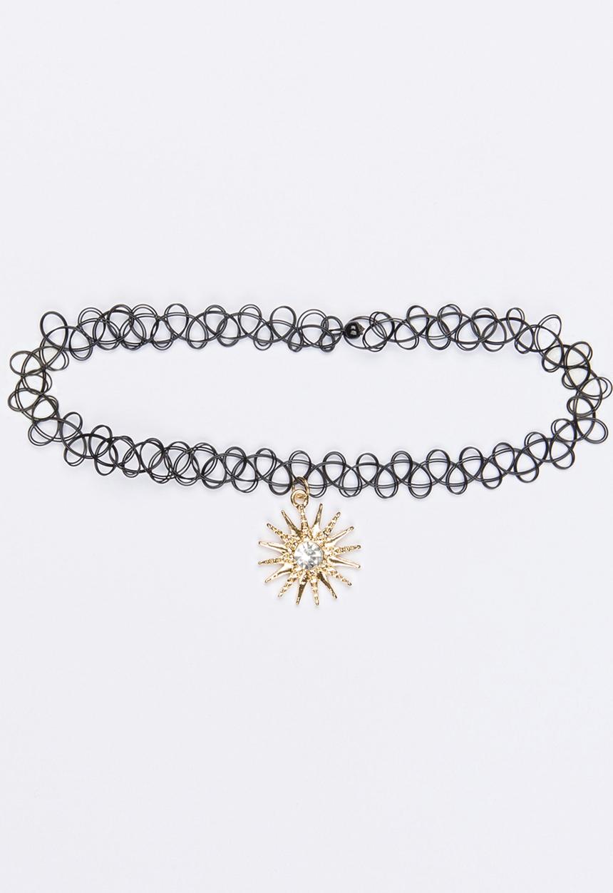 Jewels and Lace - Sun Rhinestone Chocker Gold