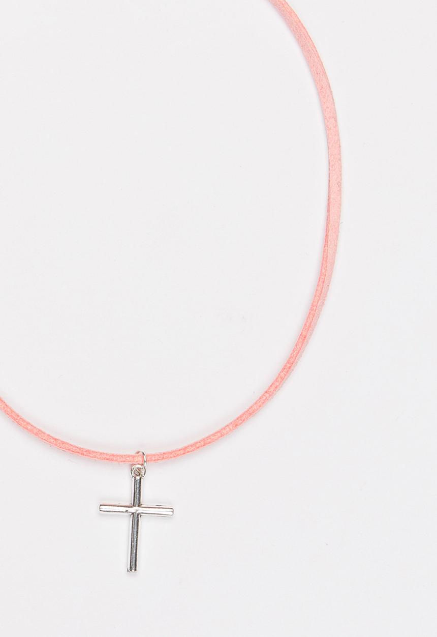 Jewels and Lace - Cross Chocker Mid Pink