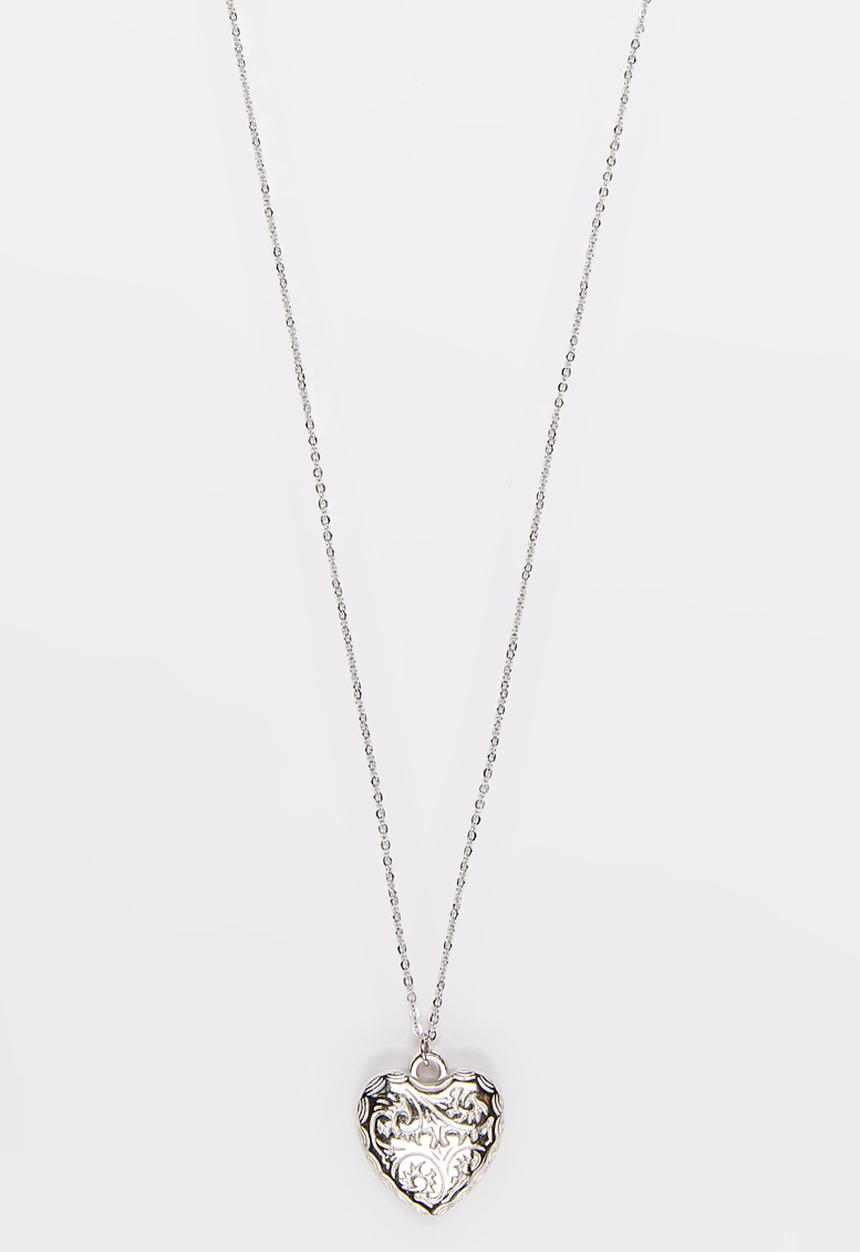 Jewels and Lace - Heart Necklace  Silver