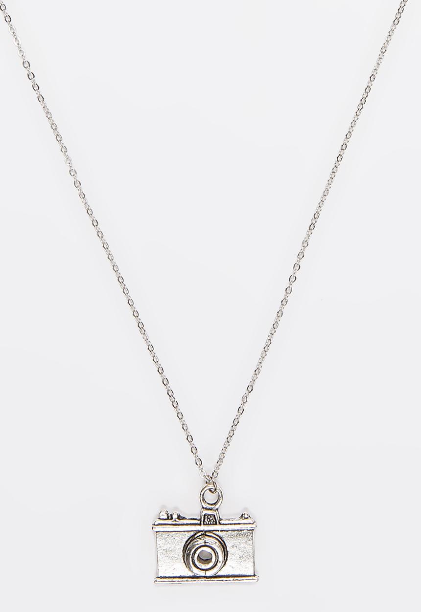 Jewels and Lace - Camera Charm Necklace Silver