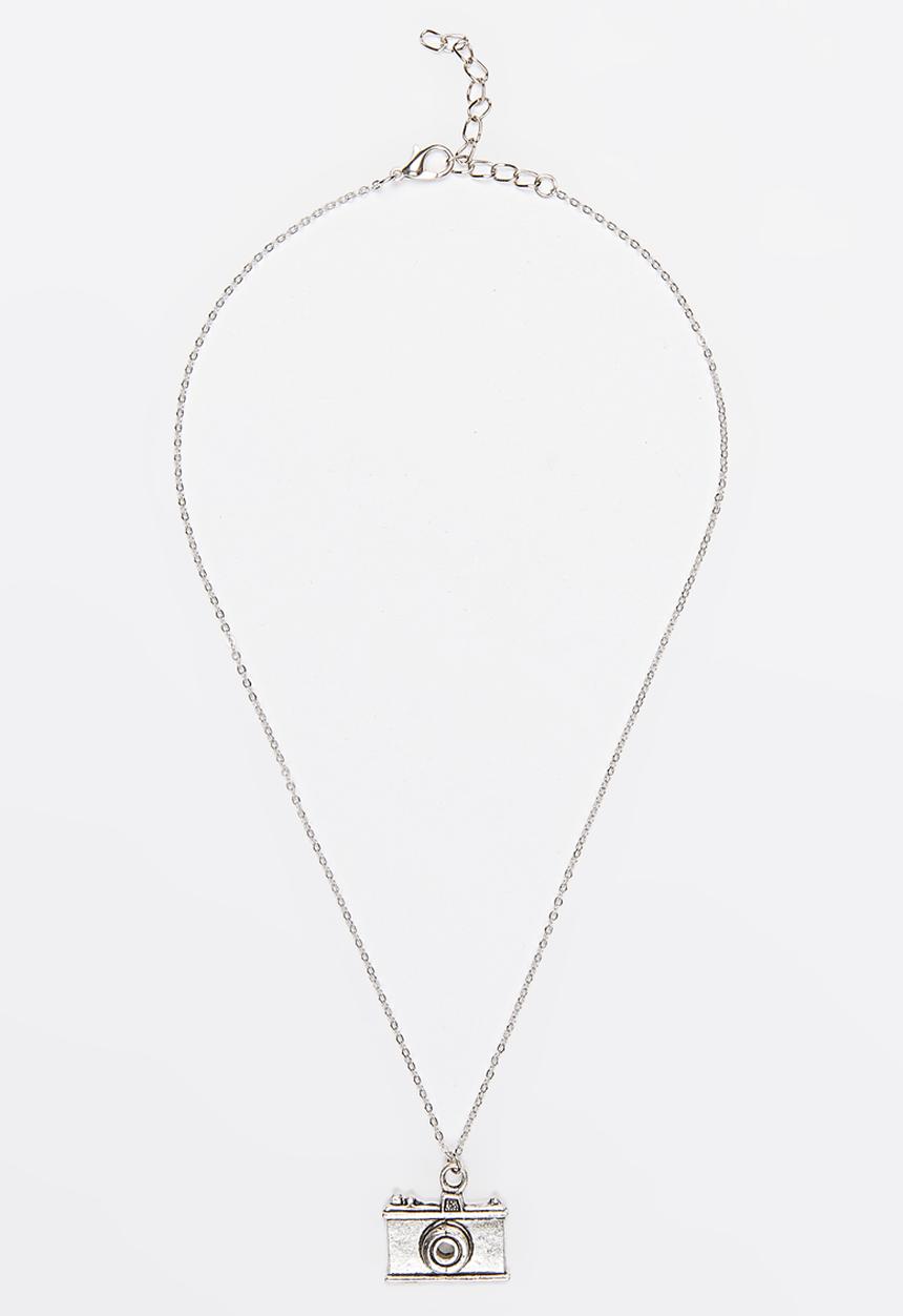 Jewels and Lace - Camera Charm Necklace Silver
