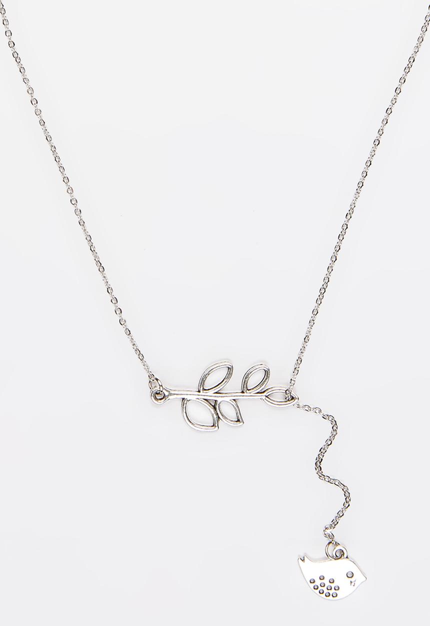 Jewels and Lace - Floating Bird Necklace Silver