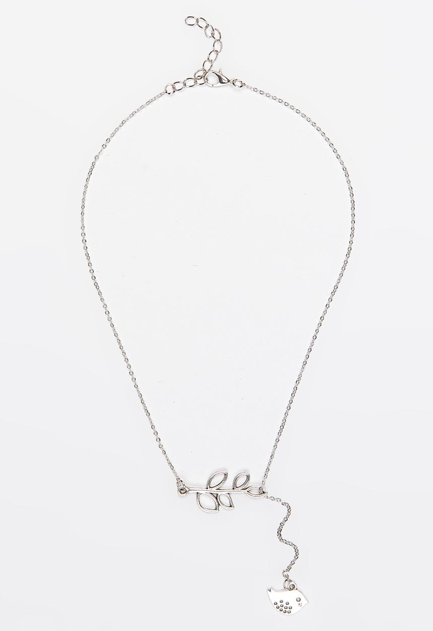 Jewels and Lace - Floating Bird Necklace Silver
