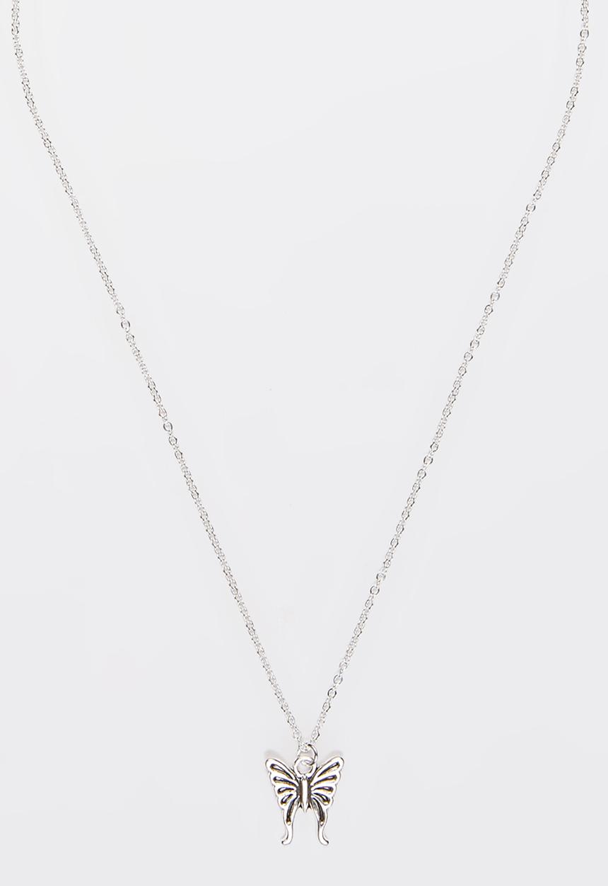 Jewels and Lace - Butterfly Necklace  Silver