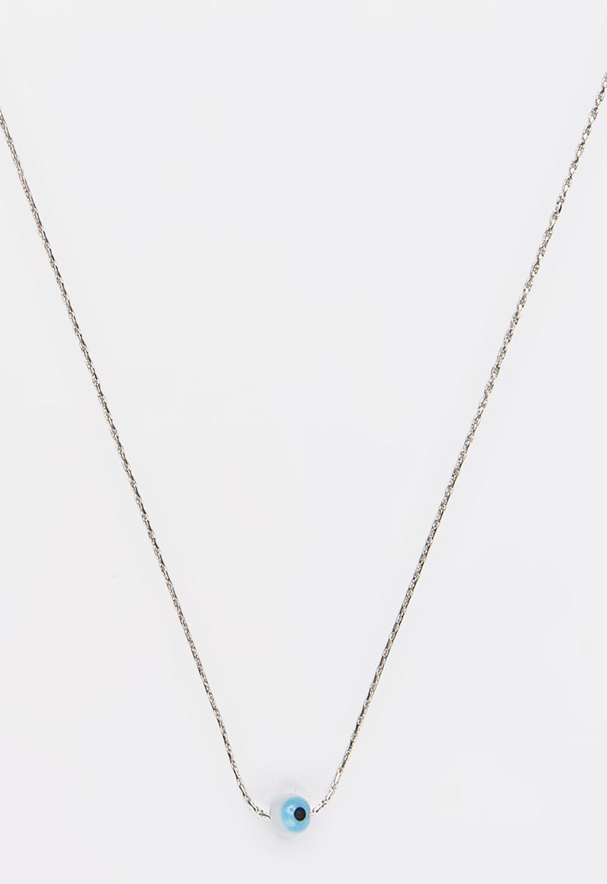 Jewels and Lace - White Floating Evil Necklace Silver