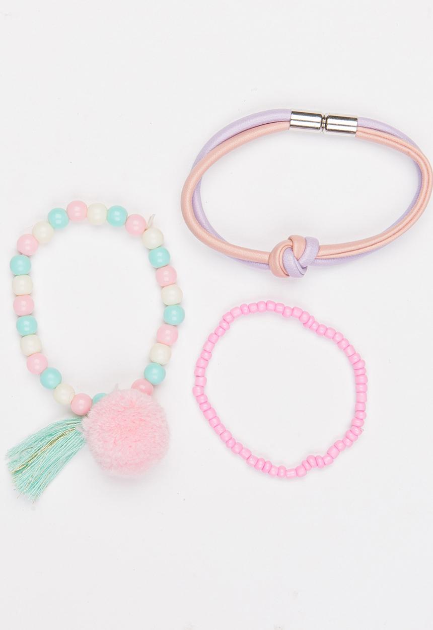 Jewels and Lace - Pom Pom Bracelet Set Multi-colour